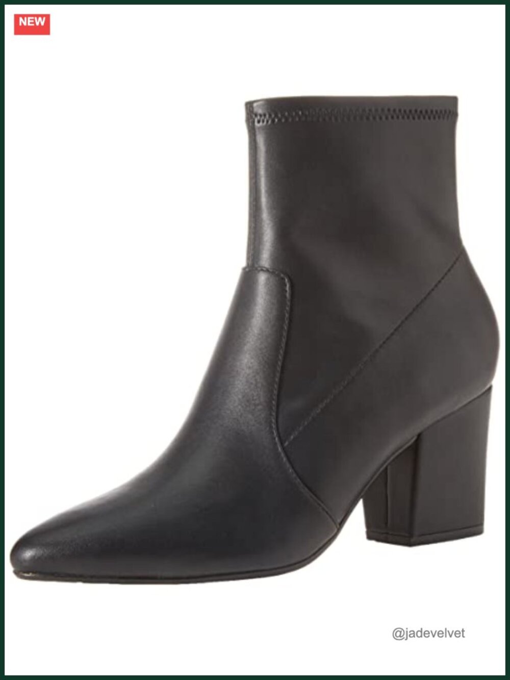 Women's Fitted Stretch Faux Leather Ankle Boots Pointed Toe Block Heel